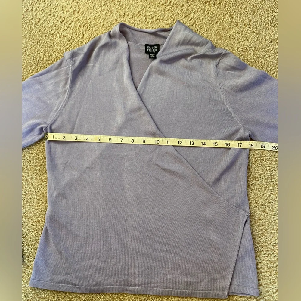 Eileen Fisher purple wrap waist blouse in size petite large. - Picture 11 of 16